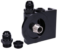 Load image into Gallery viewer, BILLET 4PORT SIDE ENTRY OIL FILTER MOUNT | ALY-153BK
