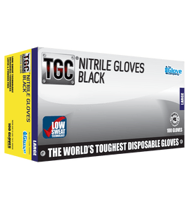 TGC® Black Nitrile  Disposable Gloves Box of 100