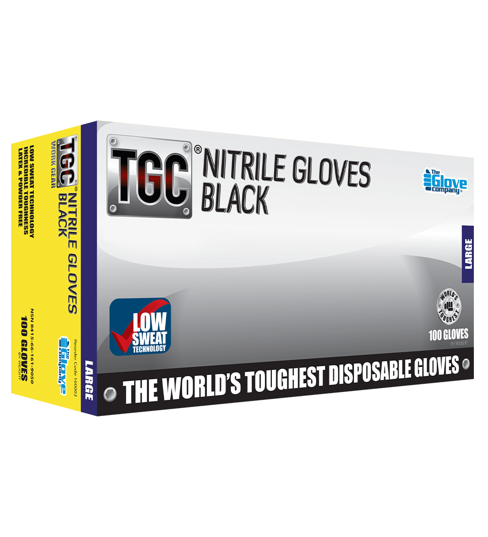 TGC® Black Nitrile  Disposable Gloves Box of 100