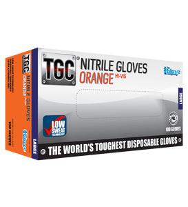 TGC® Orange Nitrile  Disposable Gloves Box of 100