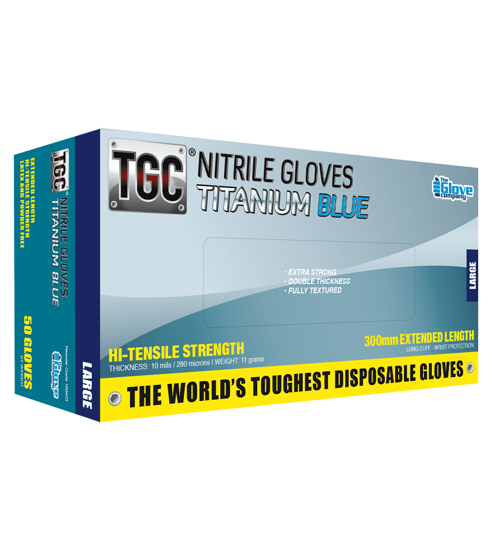 TGC® Titanium Blue Nitrile  Disposable Gloves Box of 50