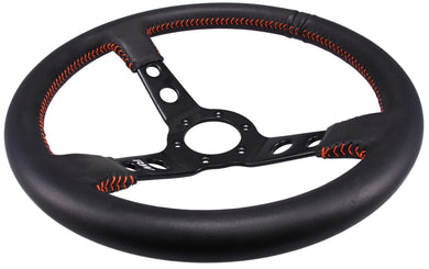 STEERING WHEEL DEEP LEATHER WITH ORANGE STITCHING | VPR-194OR