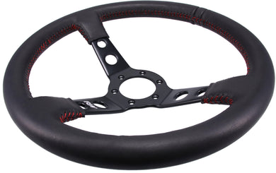 STEERING WHEEL DEEP LEATHER WITH RED STITCHING | VPR-194RD