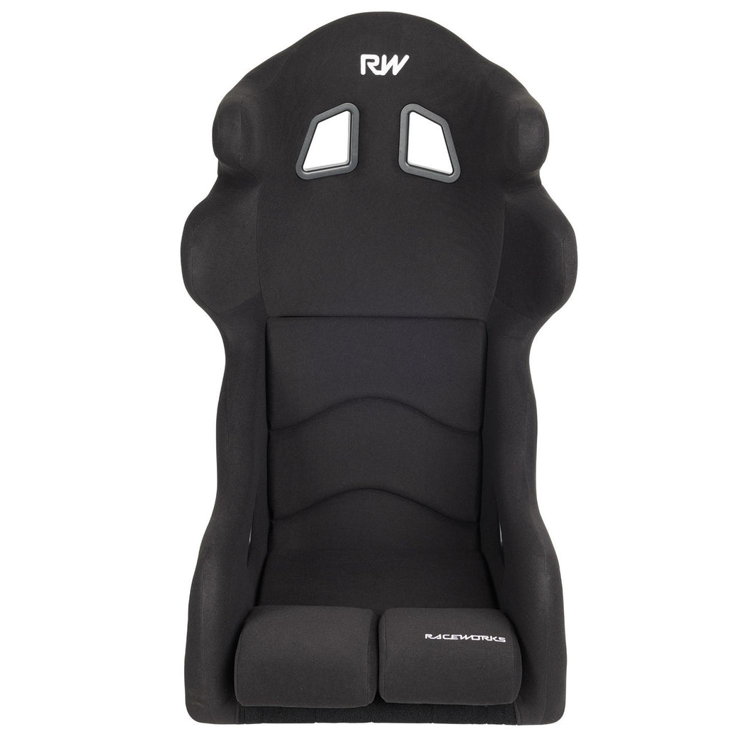 RACEWORKS CARBON SEAT WITH WINGS BLACK CLOTH FIA APPROVED ~ SMALL