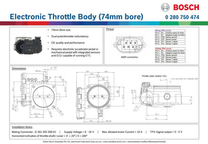 BOSCH Electronic Throttle Body (74mm bore) | 0 280 750 474