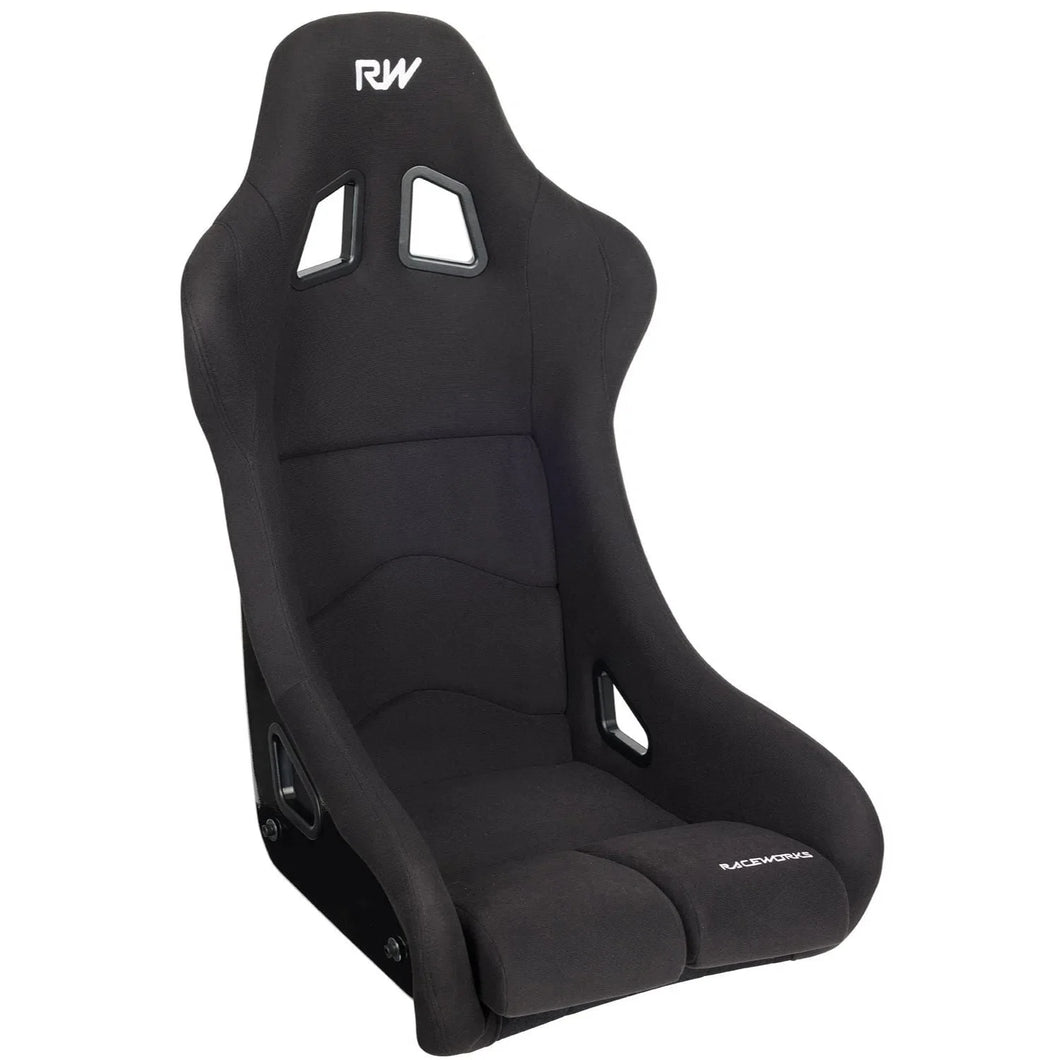 FIBREGLASS MEDIUM RACEWORKS SEAT BLACK CLOTH FIA APPROVED | VPR-402-NZRACEWORKS-Autoignite NZ