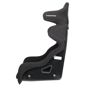 FIBREGLASS MEDIUM RACEWORKS SEAT WITH WINGS BLACK CLOTH FIA APPROVED-NZRACEWORKS-Autoignite NZ