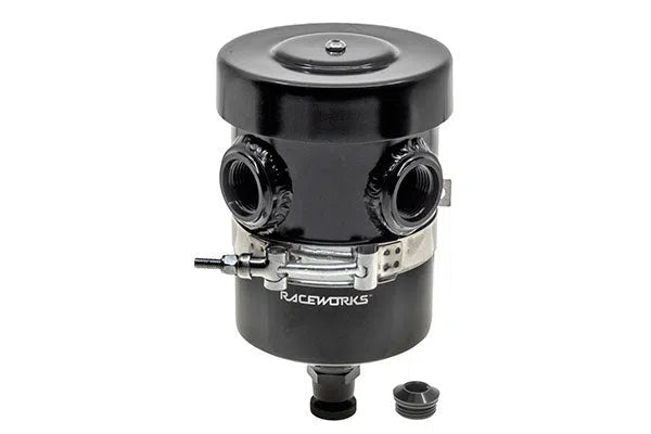 RACEWORKS 1L BREATHER TANK W DRAIN TAP BLACK -Y PORTS | ALY-133BK