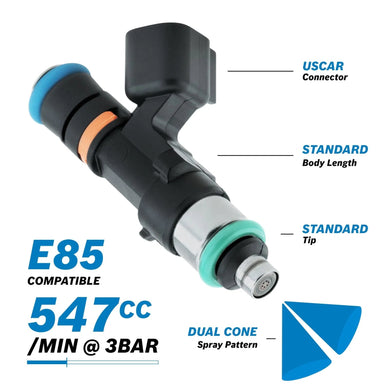 RACEWORKS 550CC BOSCH EV14 3/4 LENGTH USCAR PLUG | INJ-161