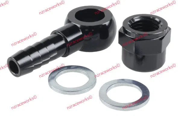 RACEWORKS ALLOY 3/8'' BARB (AN-6) BANJO SET SUIT 044 PUMP | RWF-807-044-06BK-BANJO KIT-NZRACEWORKS-Autoignite NZ