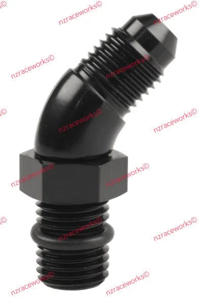 RACEWORKS AN-6 45DEG O-RING BOSS TOYOTA FLARE ADAPTER | RWF-923-06BK-AN MALE FLARE-NZRACEWORKS-Autoignite NZ