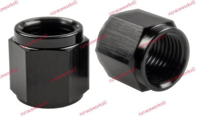 RACEWORKS AN-6 ALUMINIUM TUBE NUT (PK2) | RWF-818-06BK-HOSE FITTINGS-NZRACEWORKS-Autoignite NZ