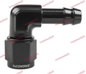 RACEWORKS FEMALE AN-6 TOYOTA 3/8'' BARB 90 DEG | RWF-413-06BK-BARB FITTING-NZRACEWORKS-Autoignite NZ