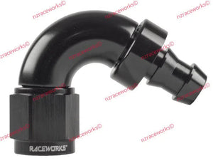 RACEWORKS PUSH LOK HOSE ENDS > 120 DEGREE - 400 SERIES | RWF-404-04BK-Hose Ends-NZRACEWORKS-Autoignite NZ