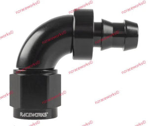 RACEWORKS PUSH LOK HOSE ENDS > 90 DEGREE - 400 SERIES | RWF-403-04BK-Hose Ends-NZRACEWORKS-Autoignite NZ