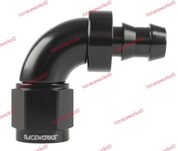 RACEWORKS PUSH LOK HOSE ENDS > 90 DEGREE - 400 SERIES | RWF-403-04BK-Hose Ends-NZRACEWORKS-Autoignite NZ