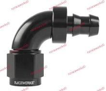 Load image into Gallery viewer, RACEWORKS PUSH LOK HOSE ENDS &gt; 90 DEGREE - 400 SERIES | RWF-403-04BK-Hose Ends-NZRACEWORKS-Autoignite NZ
