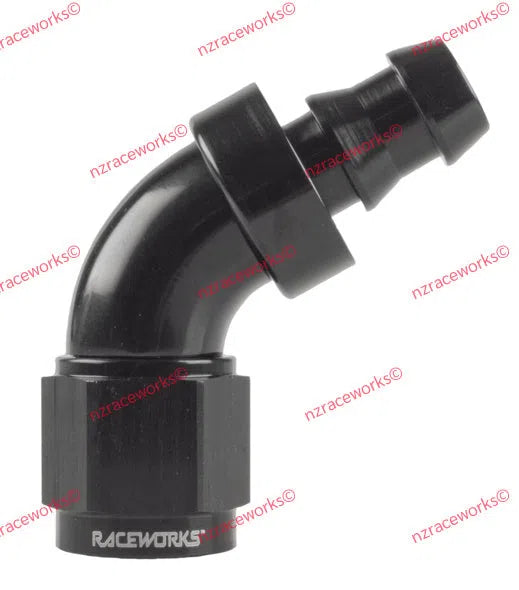 RACEWORKS PUSH LOK HOSE FITTING AN-10 60 DEG | RWF-408-10BK-HOSE FITTING-NZRACEWORKS-Autoignite NZ