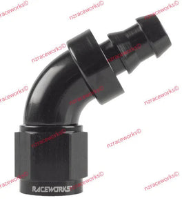 RACEWORKS PUSH LOK HOSE FITTING AN-6 60 DEG | RWF-408-06BK-HOSE FITTING-NZRACEWORKS-Autoignite NZ