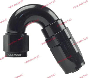 RACEWORKS TAPER HOSE FITTING AN-8 150DEG | RWF-115-08BK-HOSE FITTING-NZRACEWORKS-Autoignite NZ