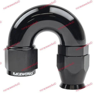 RACEWORKS TEFLON HOSE FITTING AN-8 180 DEG | RWF-206-08BK-HOSE FITTING-NZRACEWORKS-Autoignite NZ