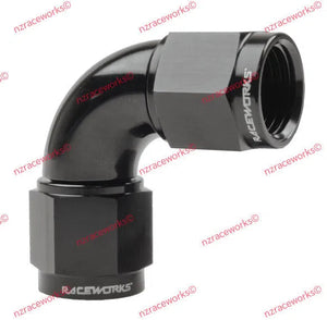 RACEWORKS TOYOTA FLARE SWIVEL AN-3 90 DEG | RWF-133-03BK-HOSE FITTING-NZRACEWORKS-Autoignite NZ