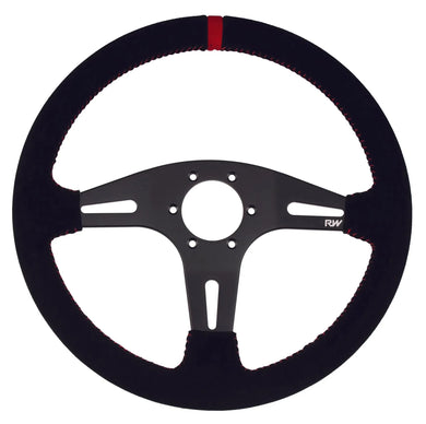 STEERING WHEEL FLAT SUEDE WITH BLACK STITCHING | VPR-195BK